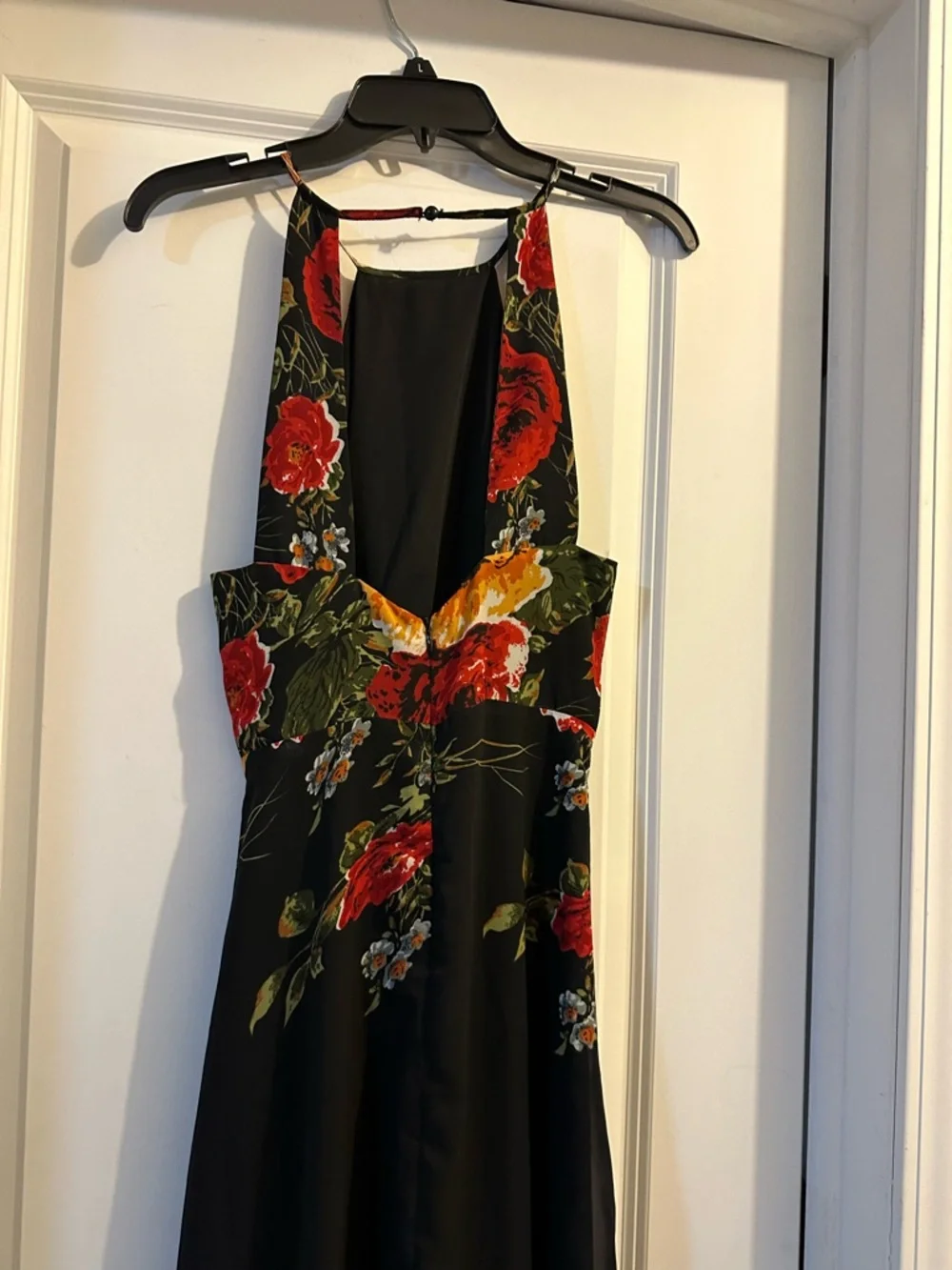 Black Floral Halter Maxi Dress - Picture 3 of 6
